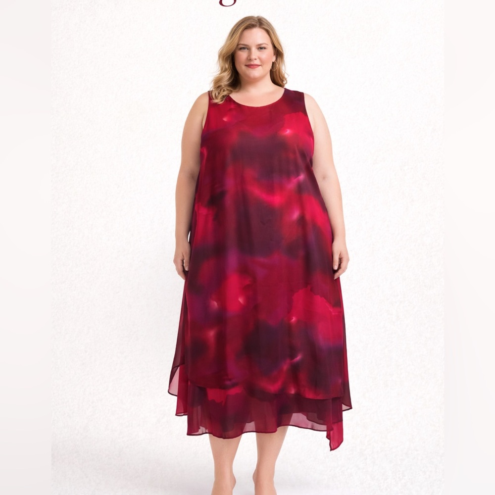 Wild Thyme  Abstract Dress Size 22 Flowy Sleeveless Midi Plus Size